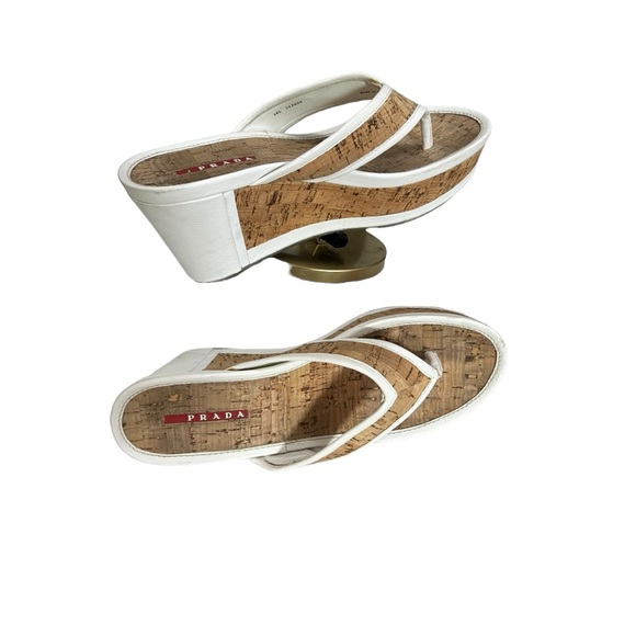 Prada Cork platform wedged sandals sz 38.5 - Picture 7 of 13